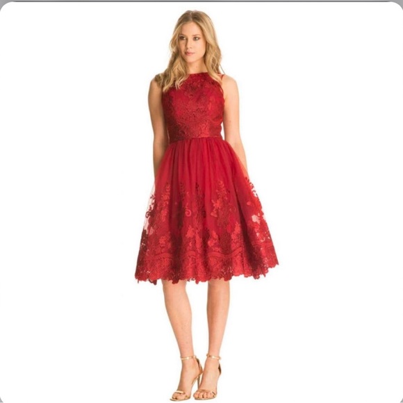 Chi Chi London Burgundy Lace Dress - Picture 2 of 4